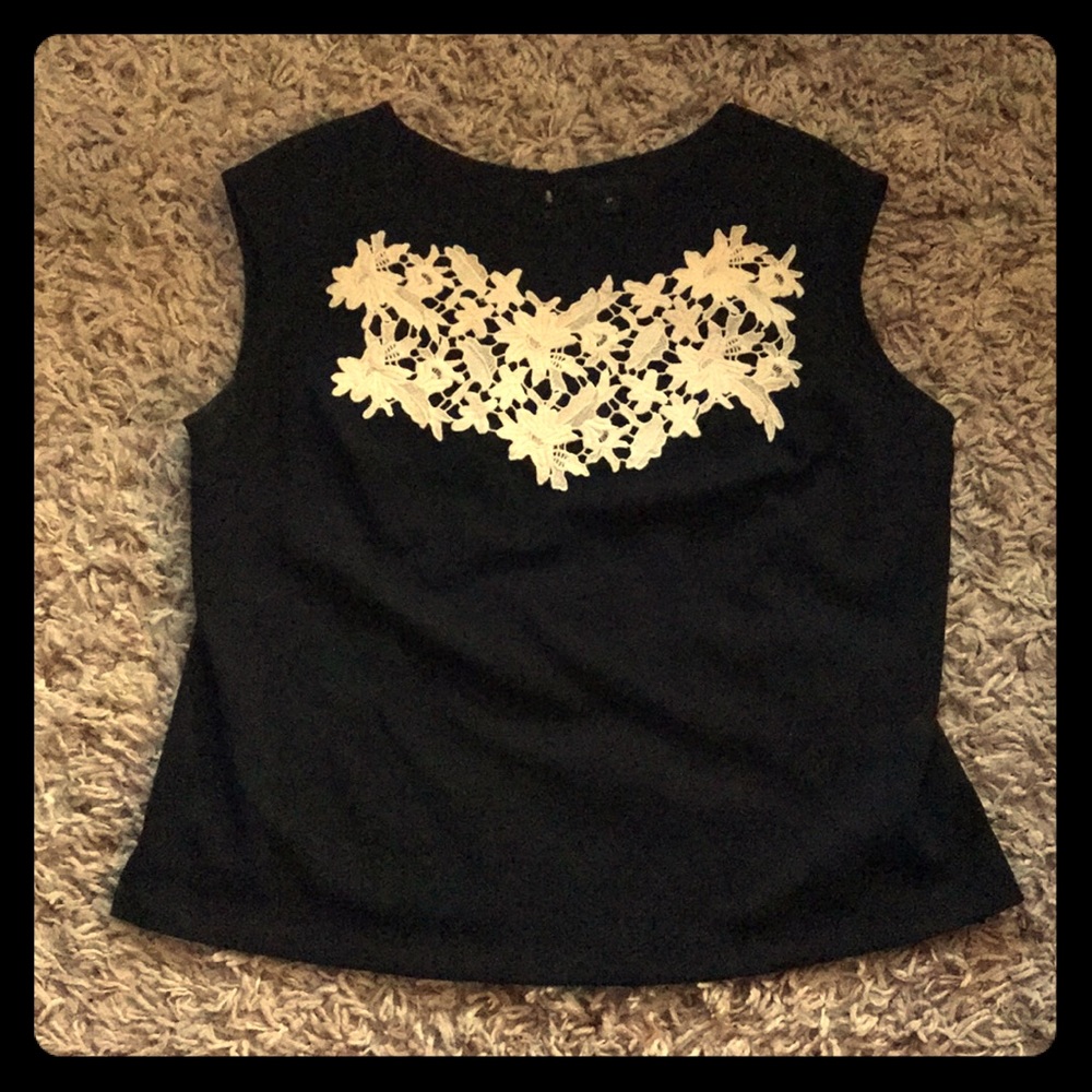 Navy blue top with lace